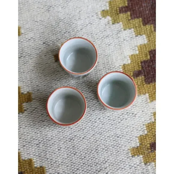 1970's Vintage Earthy Japanese Sake Shot Glasses Set of 3 ~ Ceramic Crackle - Picture 5 of 5